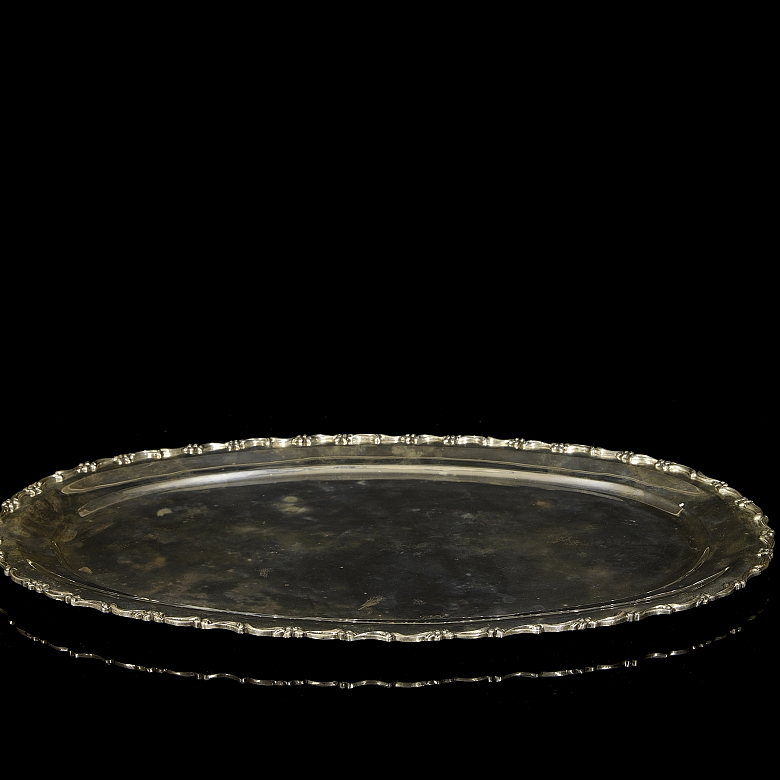 Oval silver tray, 20th century
