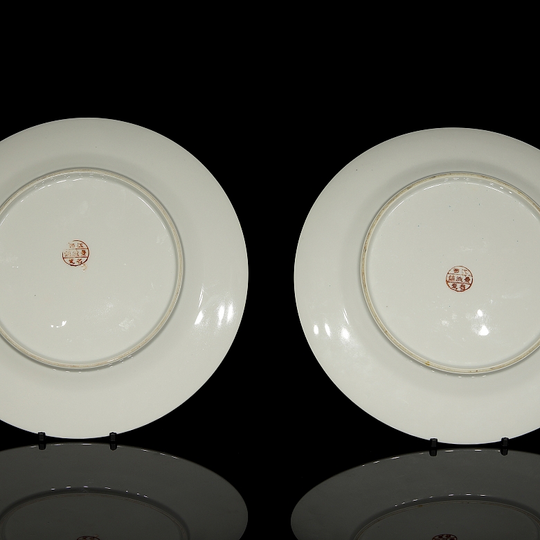 Pareja de platos esmaltados