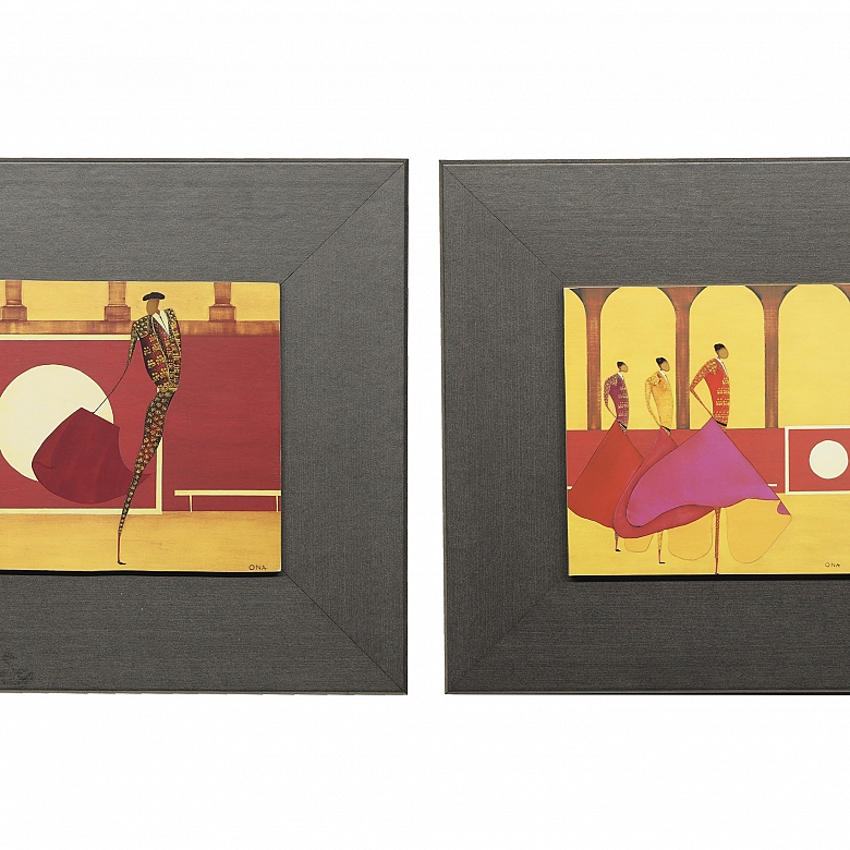 Thierry Ona (1960) Pareja de pinturas 