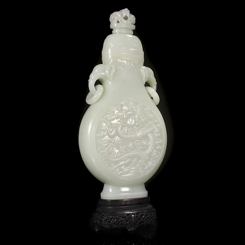 Jarrón de jade blanco de Hetian