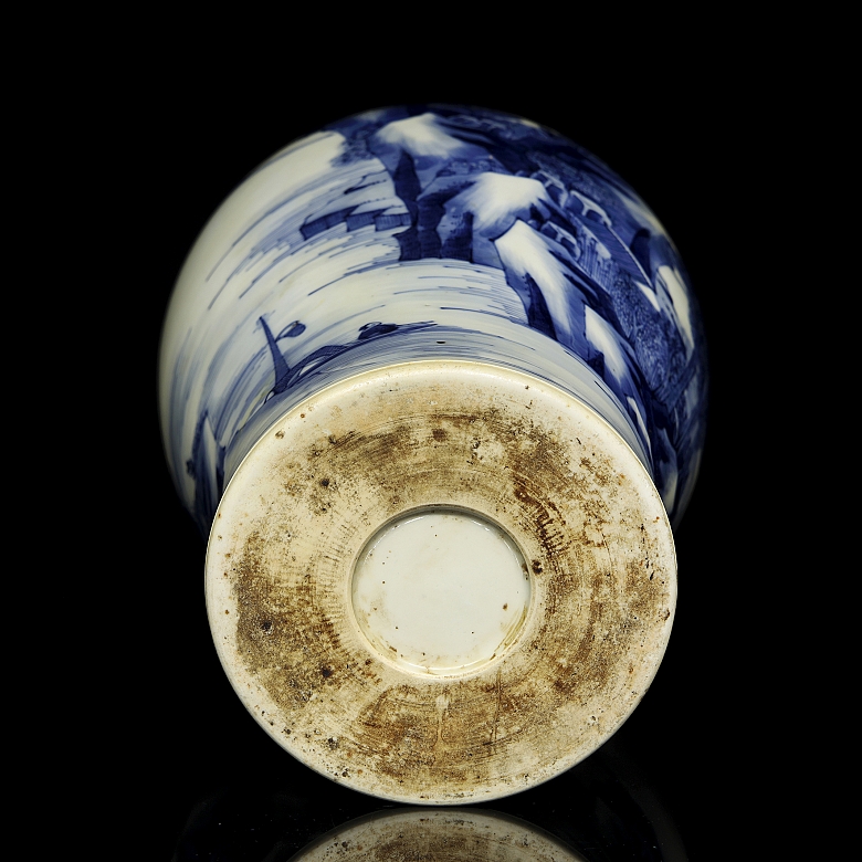 Jarrón meiping de porcelana azul y blanca 