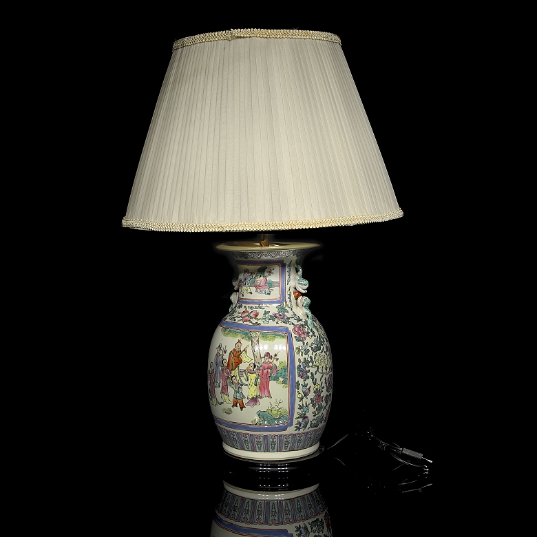 Lámpara jarrón de porcelana