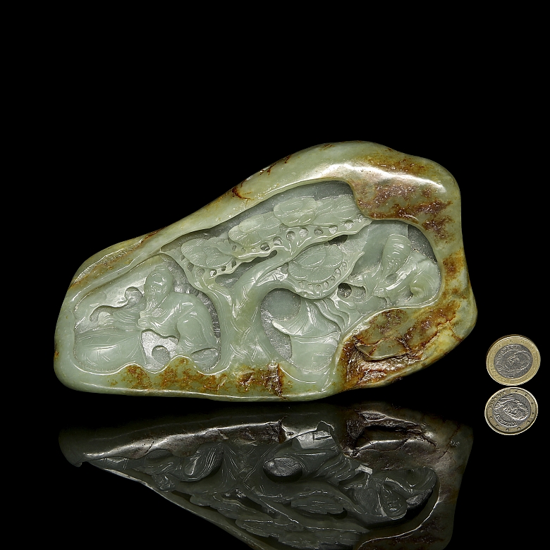 Carved jade figure, ‘Elders under the tree’, 20th century