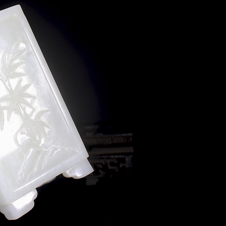 Recipiente para pinceles de jade blanco de Hetian