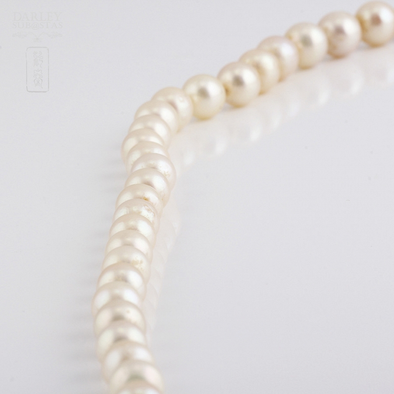 天然珍珠项链配钻石与18K黄金 - 3