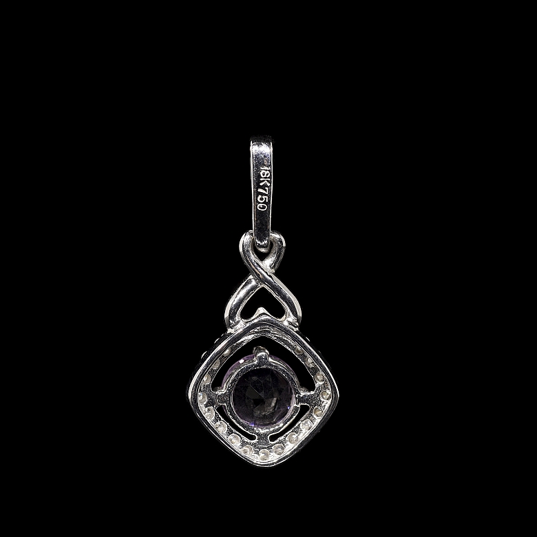 18 kt white gold pendant with amethyst and diamonds - 1
