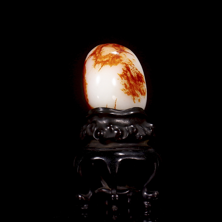 Guijarro de jade blanco de Hetian, dinastía Qing
