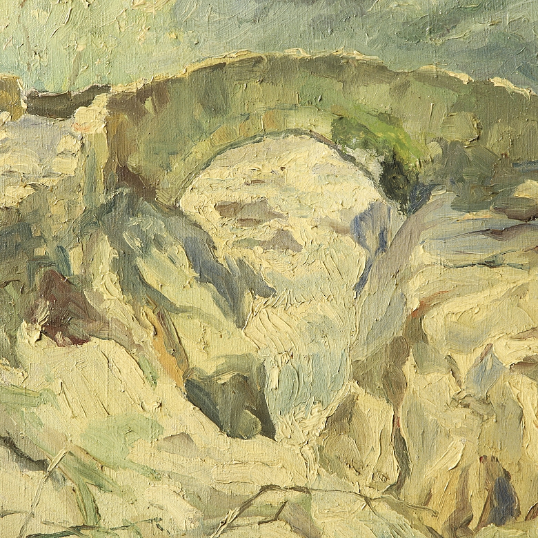 J. Mettlach (20th century) ‘Bridge between rocks’
