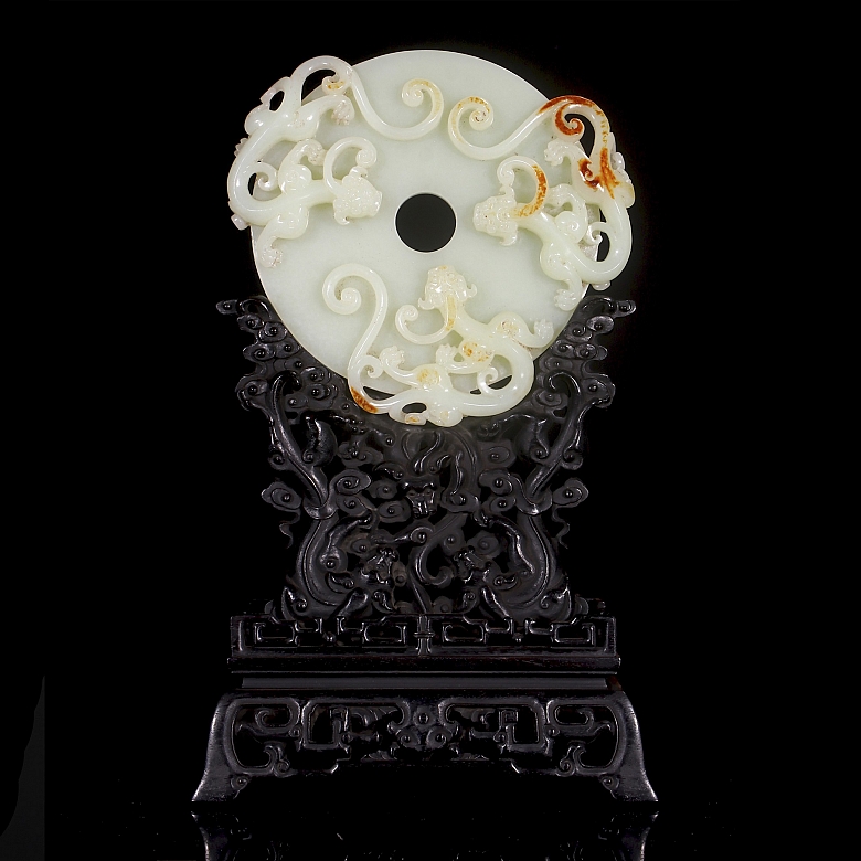 Disco Bi de jade blanco de Hetian 