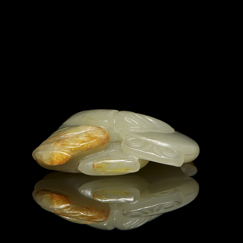Carved jade figure, ‘Boy with Drum’, Qing dynasty