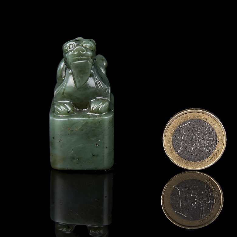 Green jade ‘Mythical Dragon’ seal, Qing dynasty