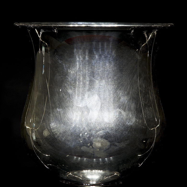 Set of silver-plated metal candlesticks and goblet, 20th century - 2