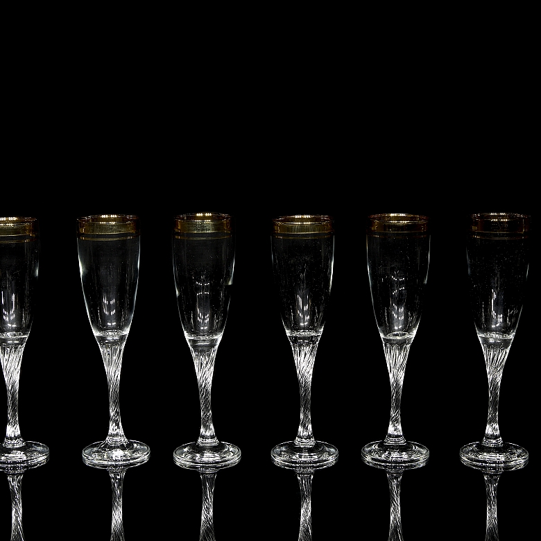 Juego de seis copas de cava, s.XX