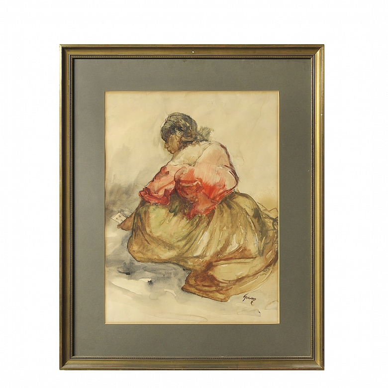 Gumersindo Sainz de Morales (1900-1976) “Gypsy Woman with Playing Cards”