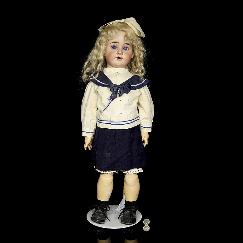 Recknagel, Muñeca parlante de porcelana DEP, molde de Rempel & Alt, Turingia, c. 1905-1914