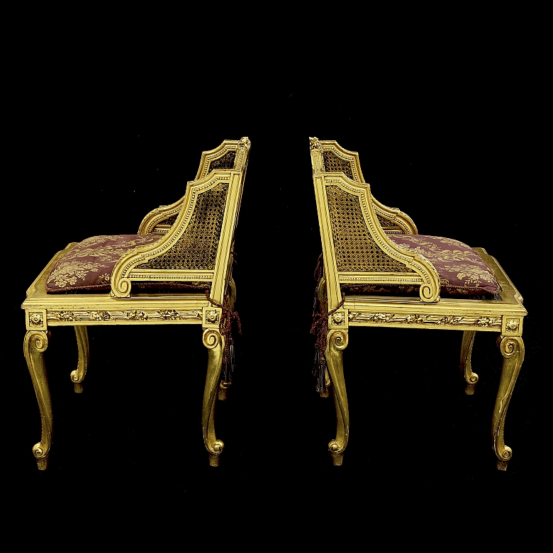 Pareja de sillas estilo Luis XV, s.XIX - 3