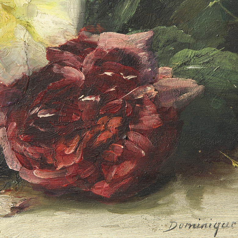 Dominique Rozier (1840-1901) “Still Life with Flowers”