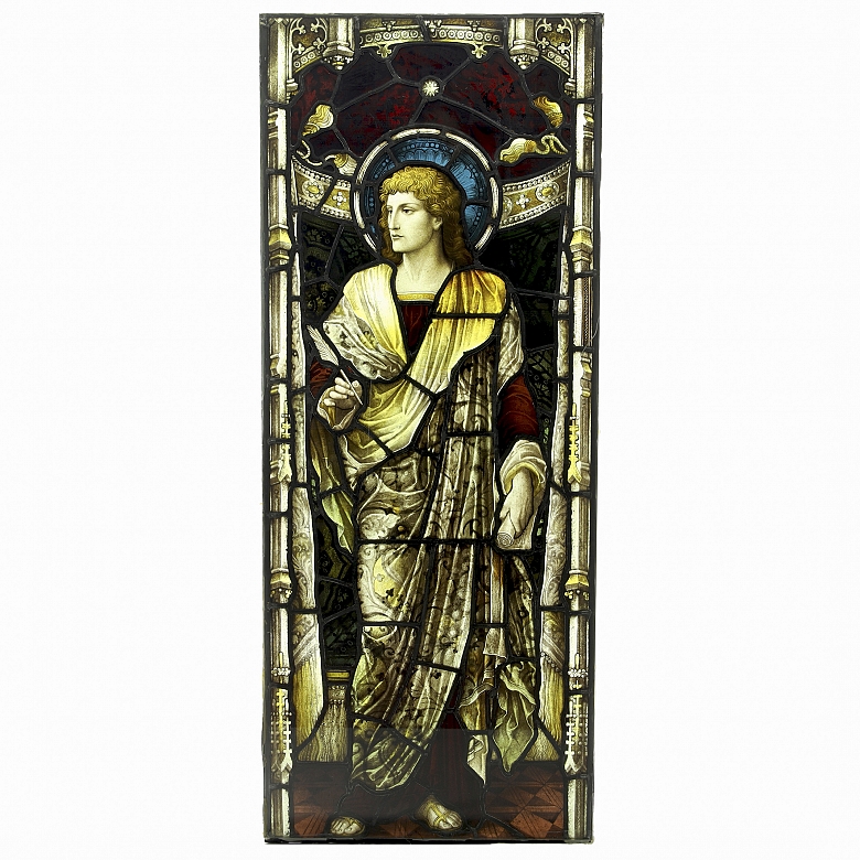 Shrigley and Hunt, leaded glass window ‘Christ with Apostles’, 19th-20th century