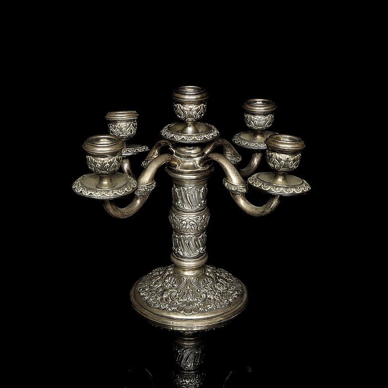 Chiseled silver candlestick, 20th century
