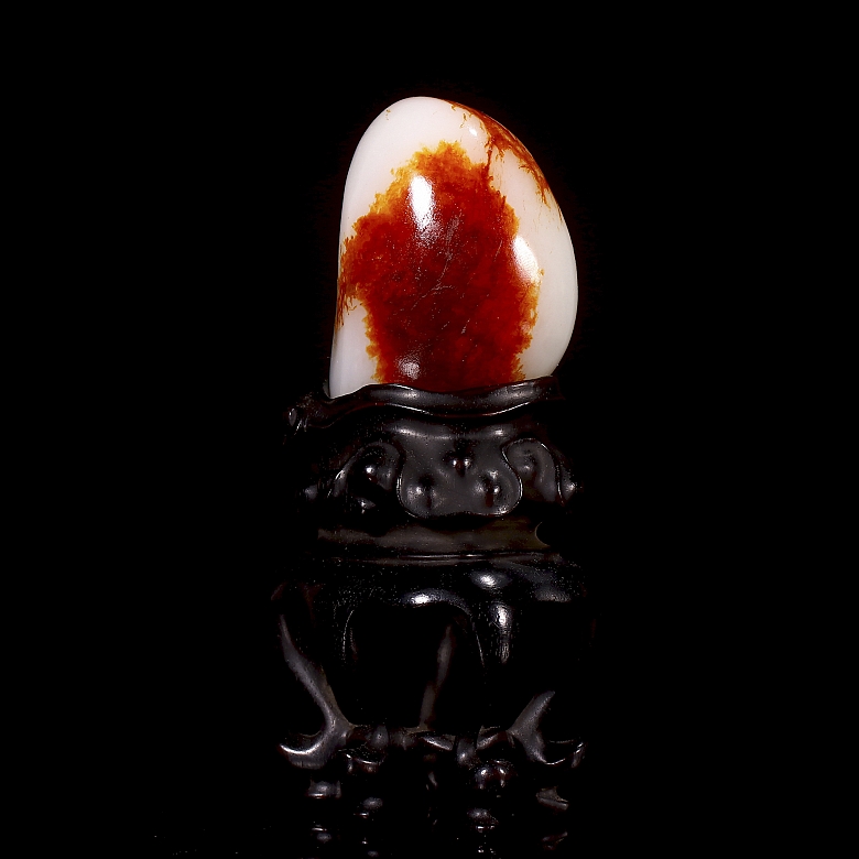 Guijarro de jade blanco de Hetian, dinastía Qing