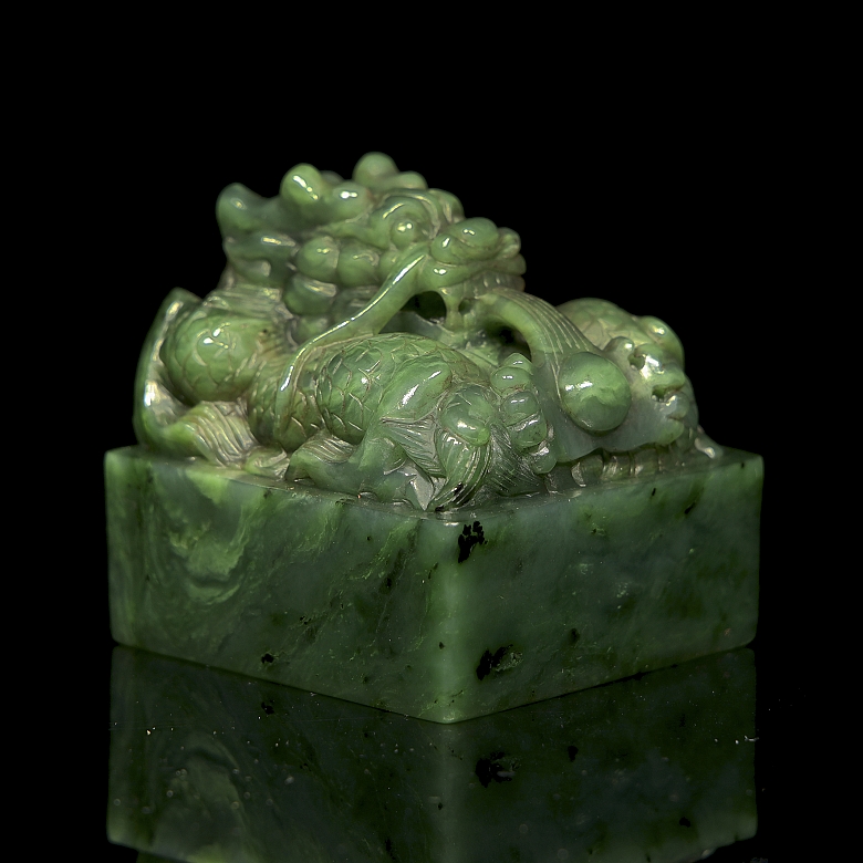 Sello de jade verde espinaca