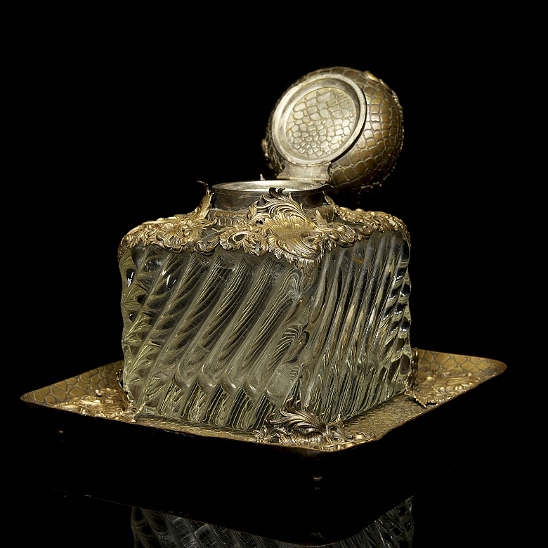 Large glass and bronze writing desk, 18th century - 7