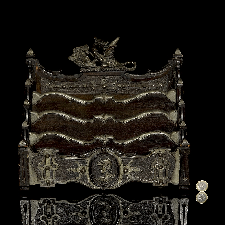 Wooden and metal letter holder, 19th century - 6