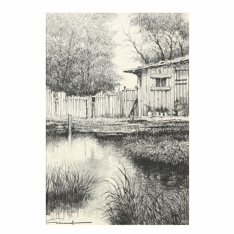 Rafael Garrich (1930–1994) ‘Courtyard facing the lake’