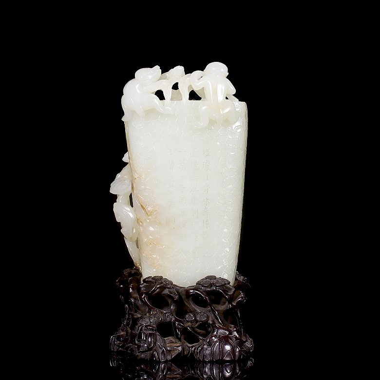 Recipiente para pinceles de jade de Hetian 