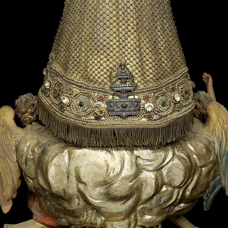 Polychrome ceramic sculpture “Virgen de los Desamparados”, 19th century