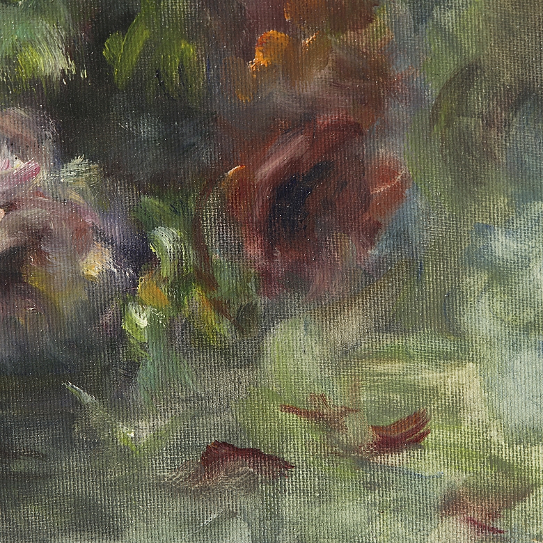 20世纪西班牙画派《花瓶与鲜花》