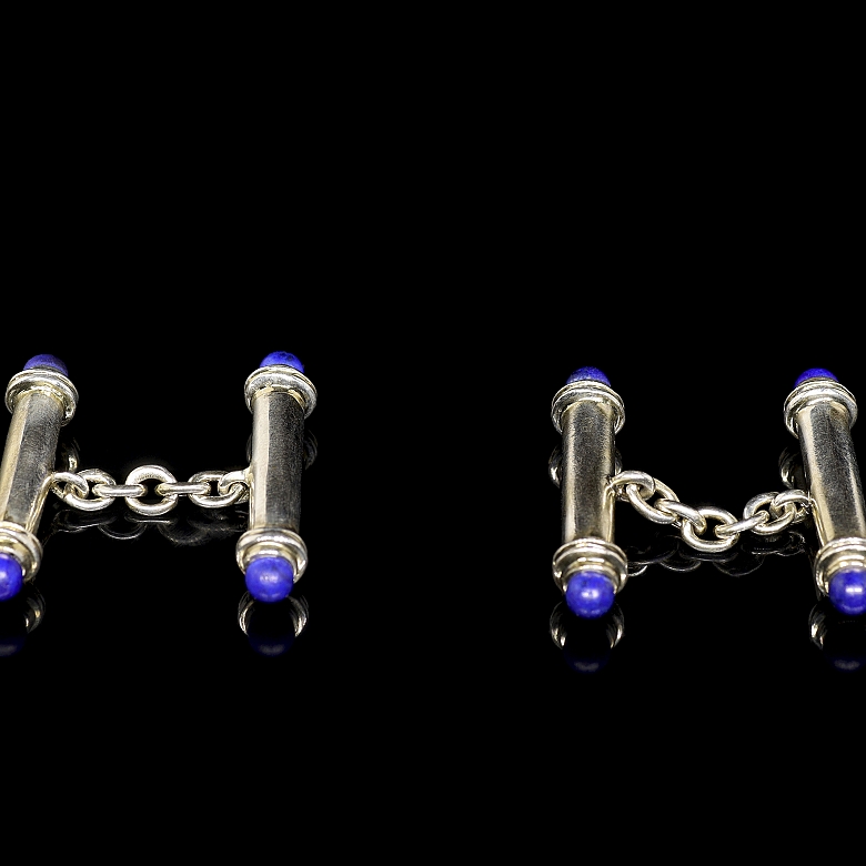 Gemelos de plata con piedras azules