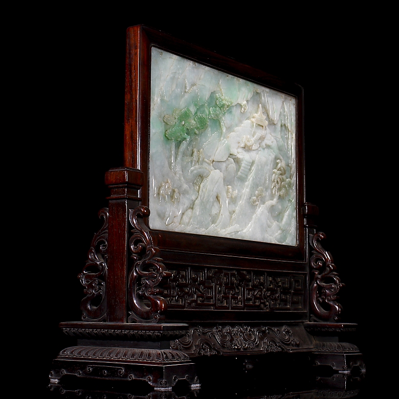 Panel de madera y jadeíta 