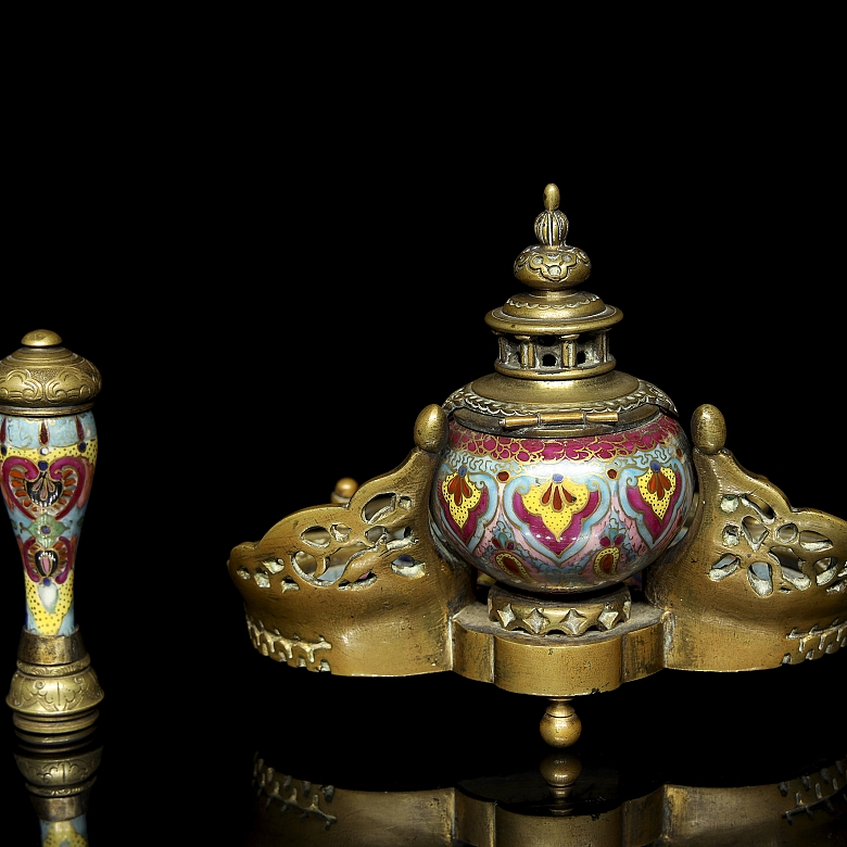 Set of enamelled scribe and stamp seal, 18th-19th century - 9