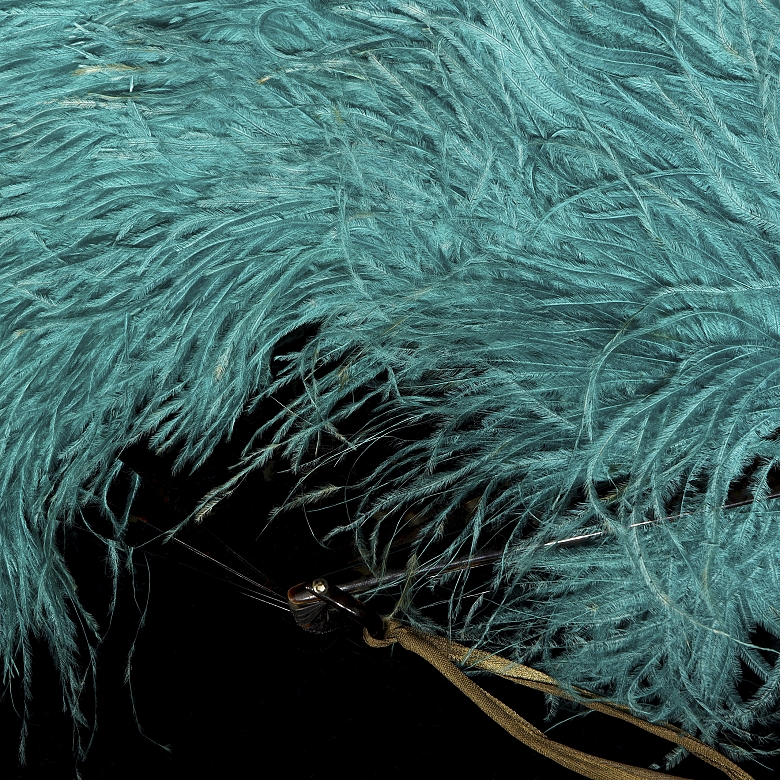 Feather fan with black ribs, 20th century