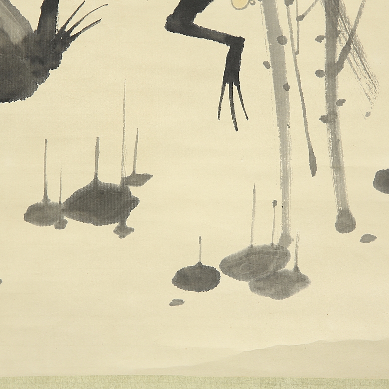 中国画《青蛙山水图》，齐白石款 - 5