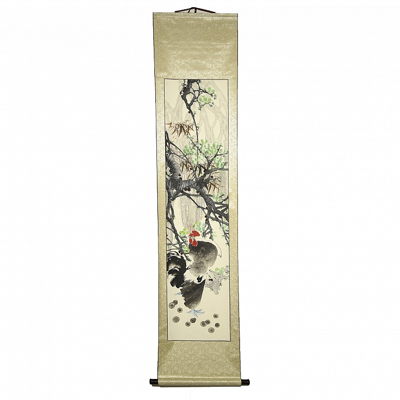 Chinese painting ‘Roosters among branches’, 20th century