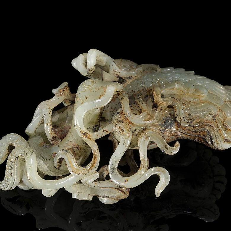 Pareja de tallas de jade blanco 