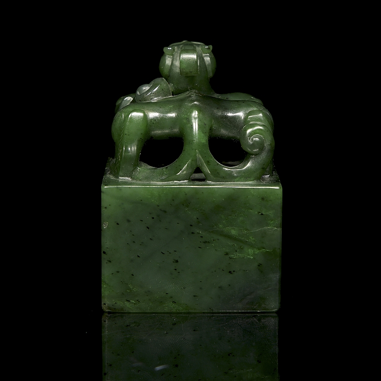 Sello de jade verde espinaca 