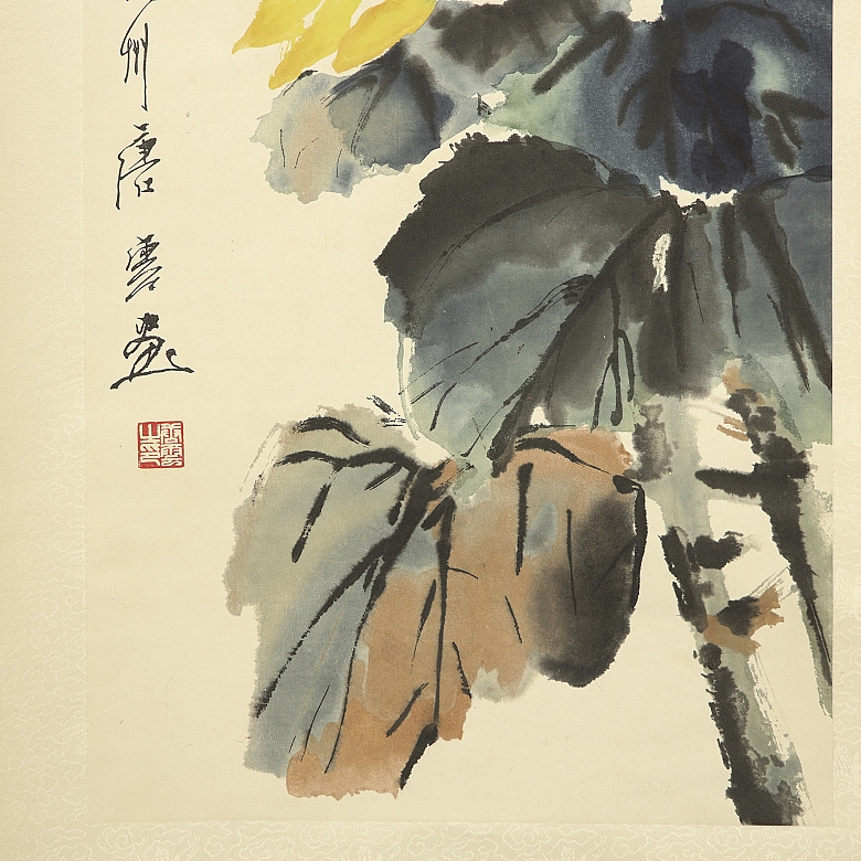 Chinese painting “Sunflowers”, signed Tang Yun - 3