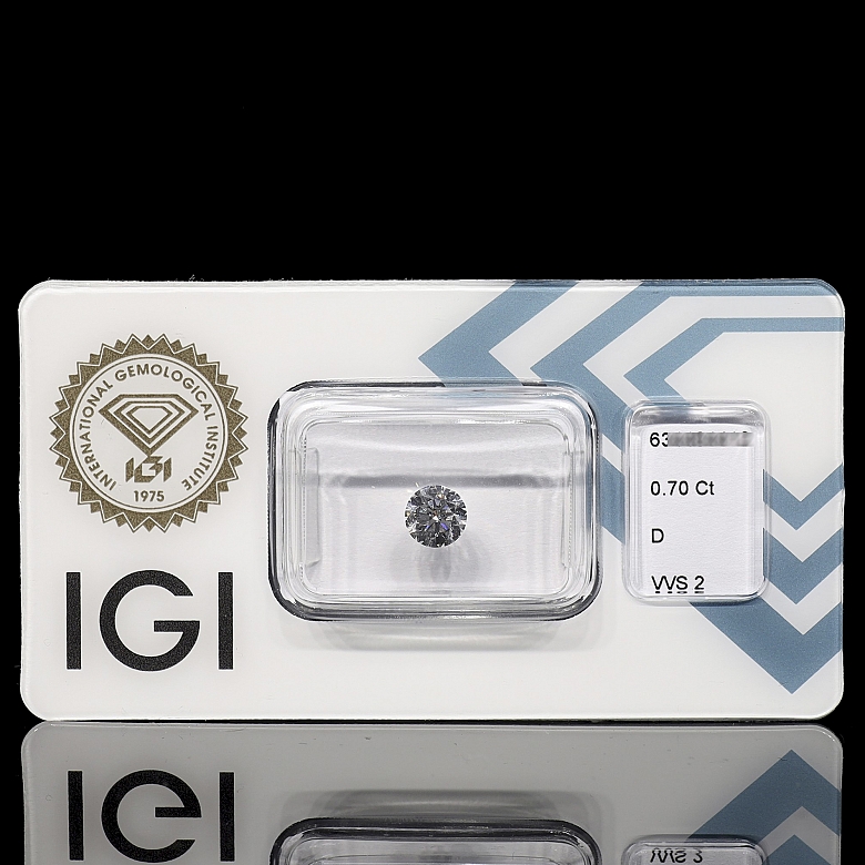 Diamante natural talla brillante, 0.70 ct, certificado IGI