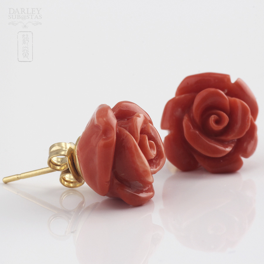Pendientes Arito Con Baño De Oro Y Coral - MG Atelier