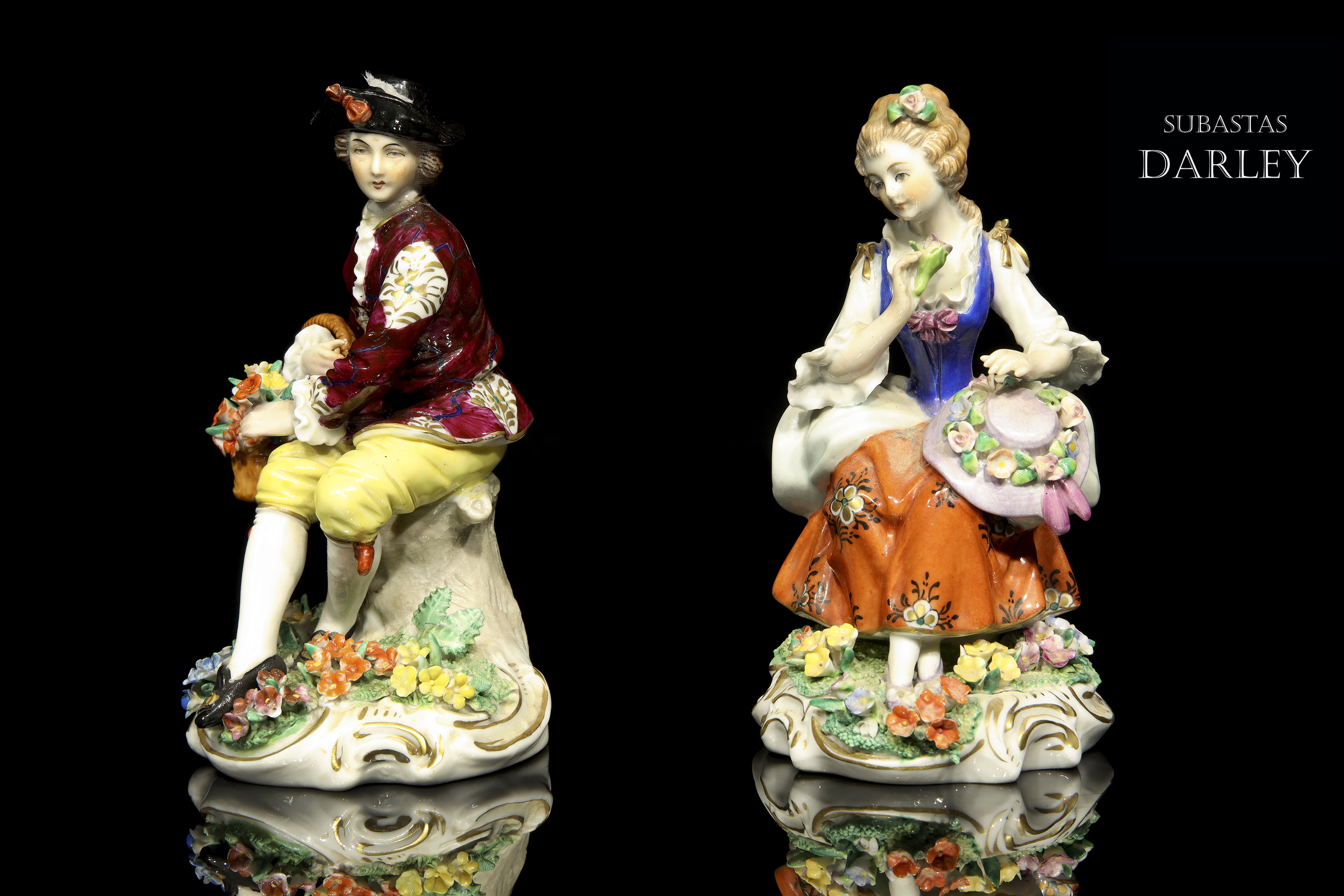 Pair of German porcelain, Sitzendorf, 19th century